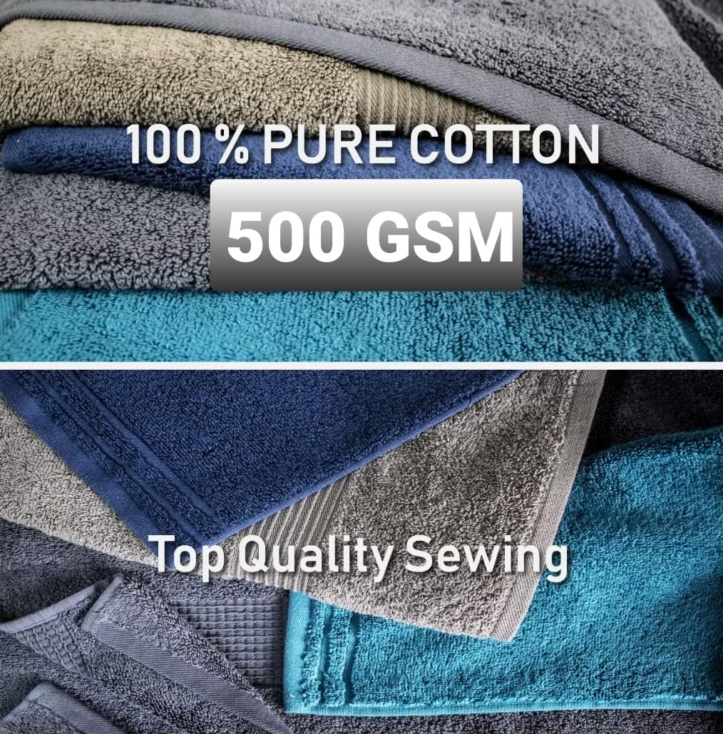 Premium 100% Cotton Towel Set – Luxury 2 Piece 500 GSM Bath and Hand Towels | Ultra Soft & Durable