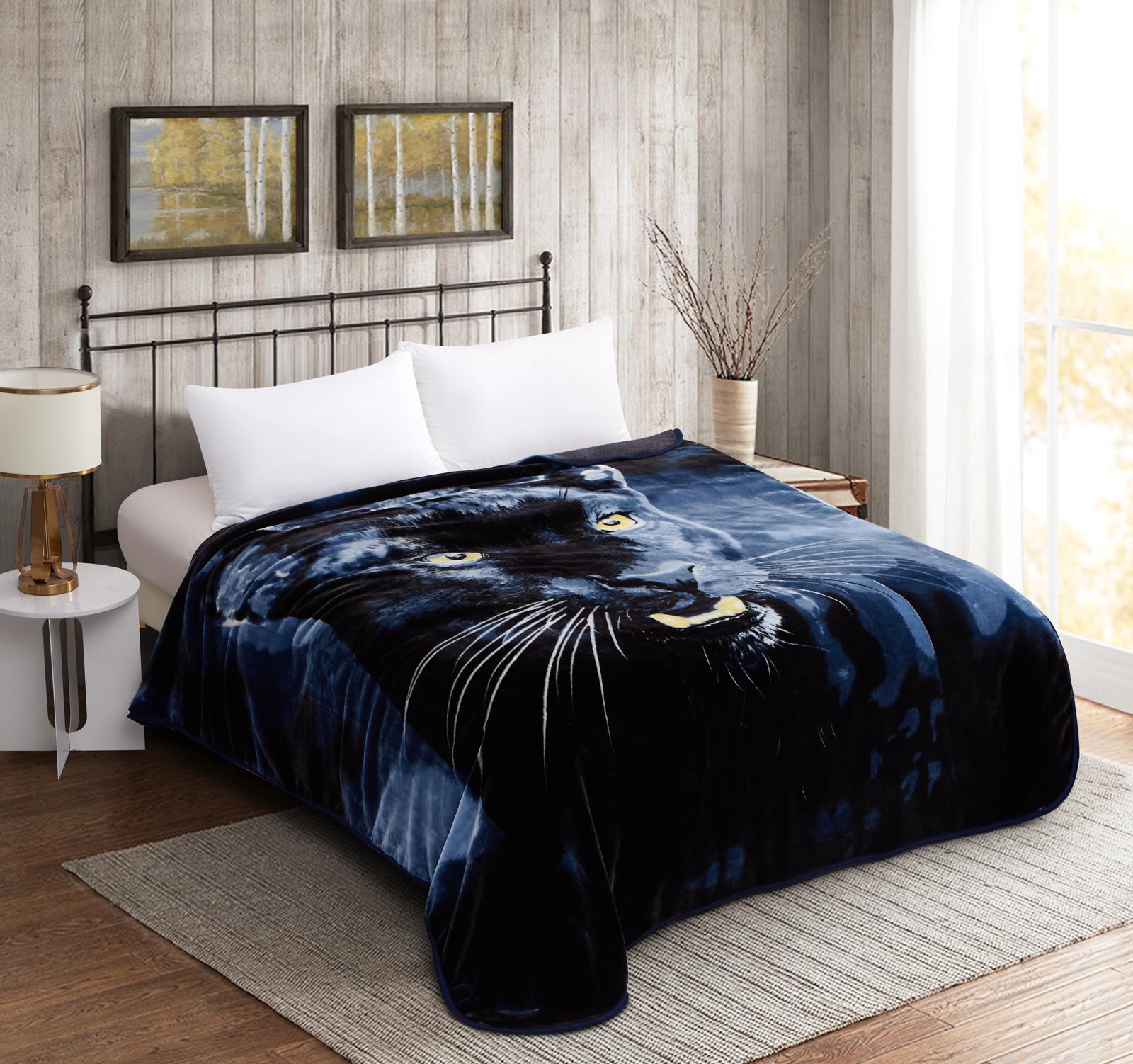 Luxury Digital Print Mink FAUX FUR THROW BLANKET Bed Sofa Double & King Size