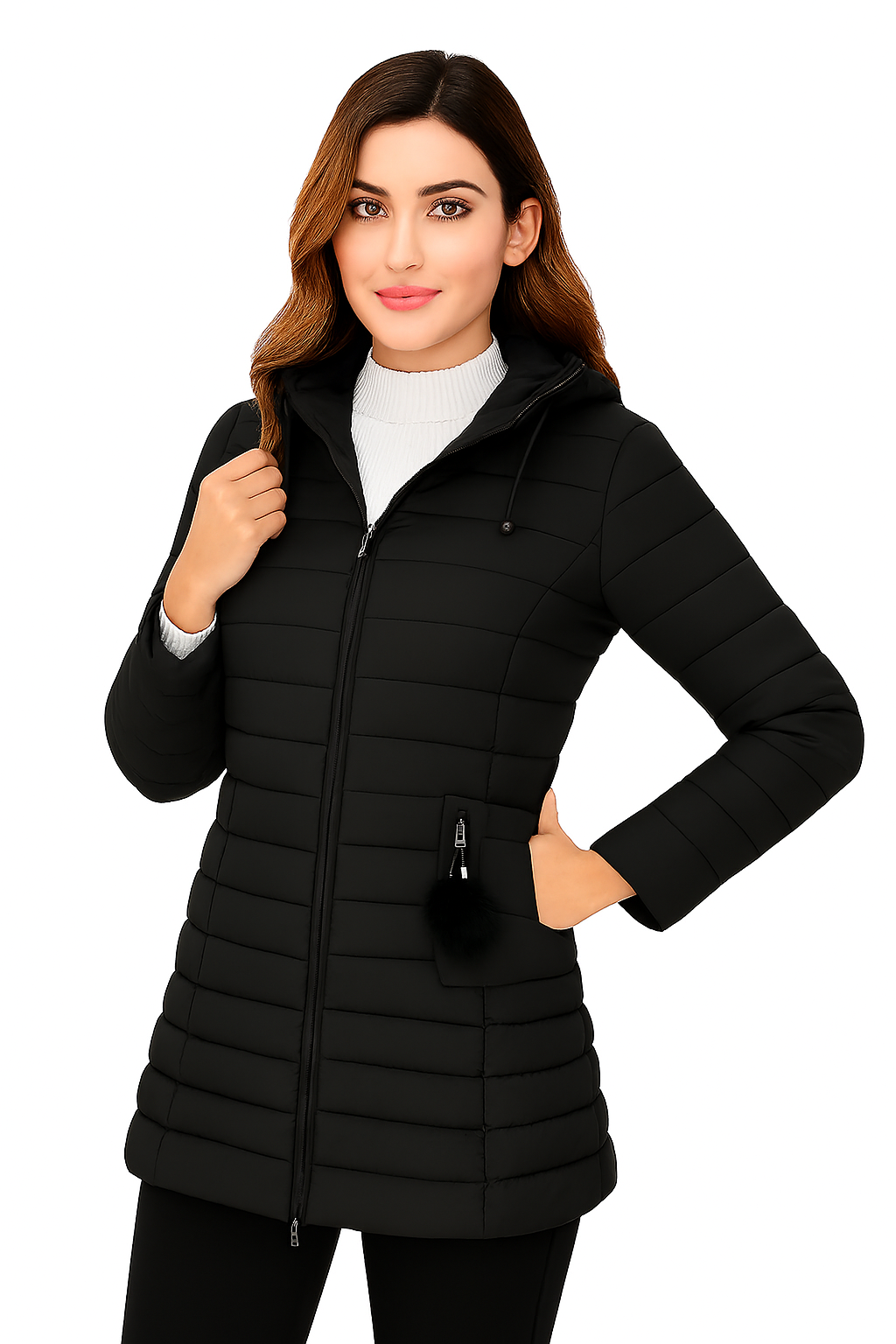 Women's Quilted Padded Puffer Mid Length Jackets