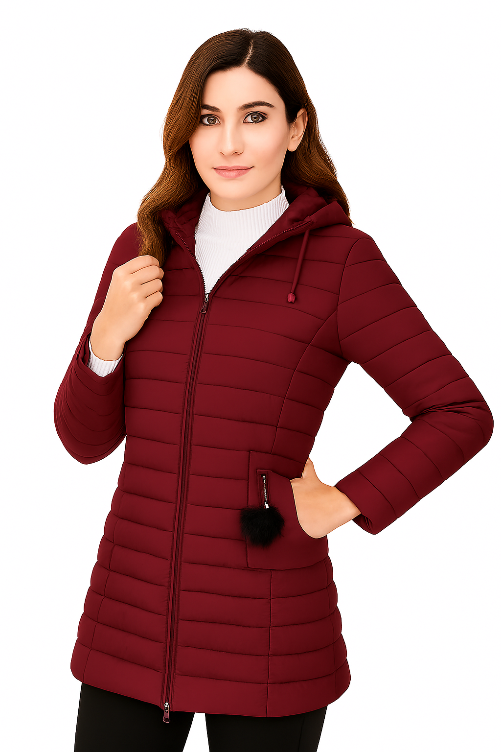 Women's Quilted Padded Puffer Mid Length Jackets