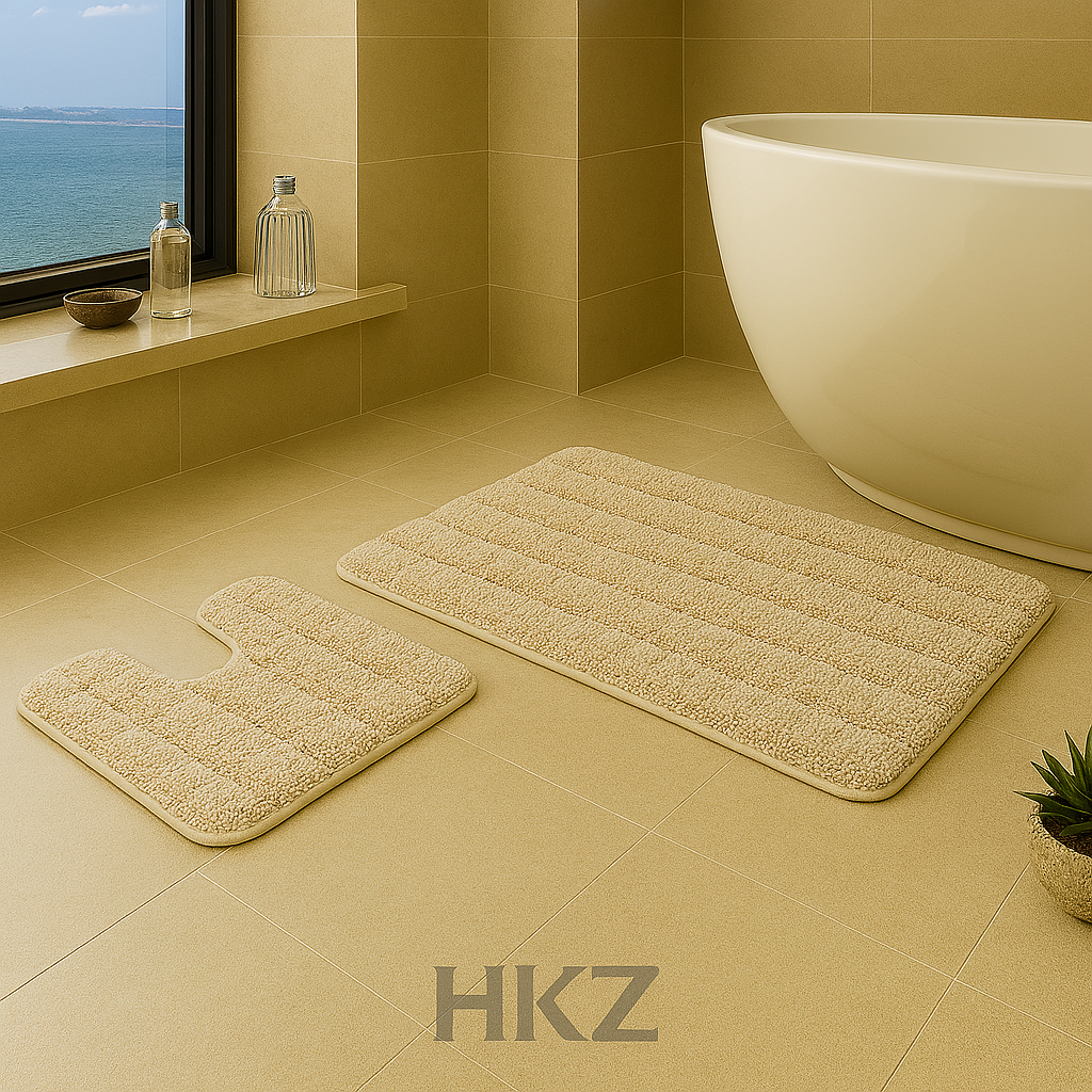 RABBIT FUR BATH MAT PEDESTAL SET NON SLIP TOILET BATHROOM RUGS 2 PIECE