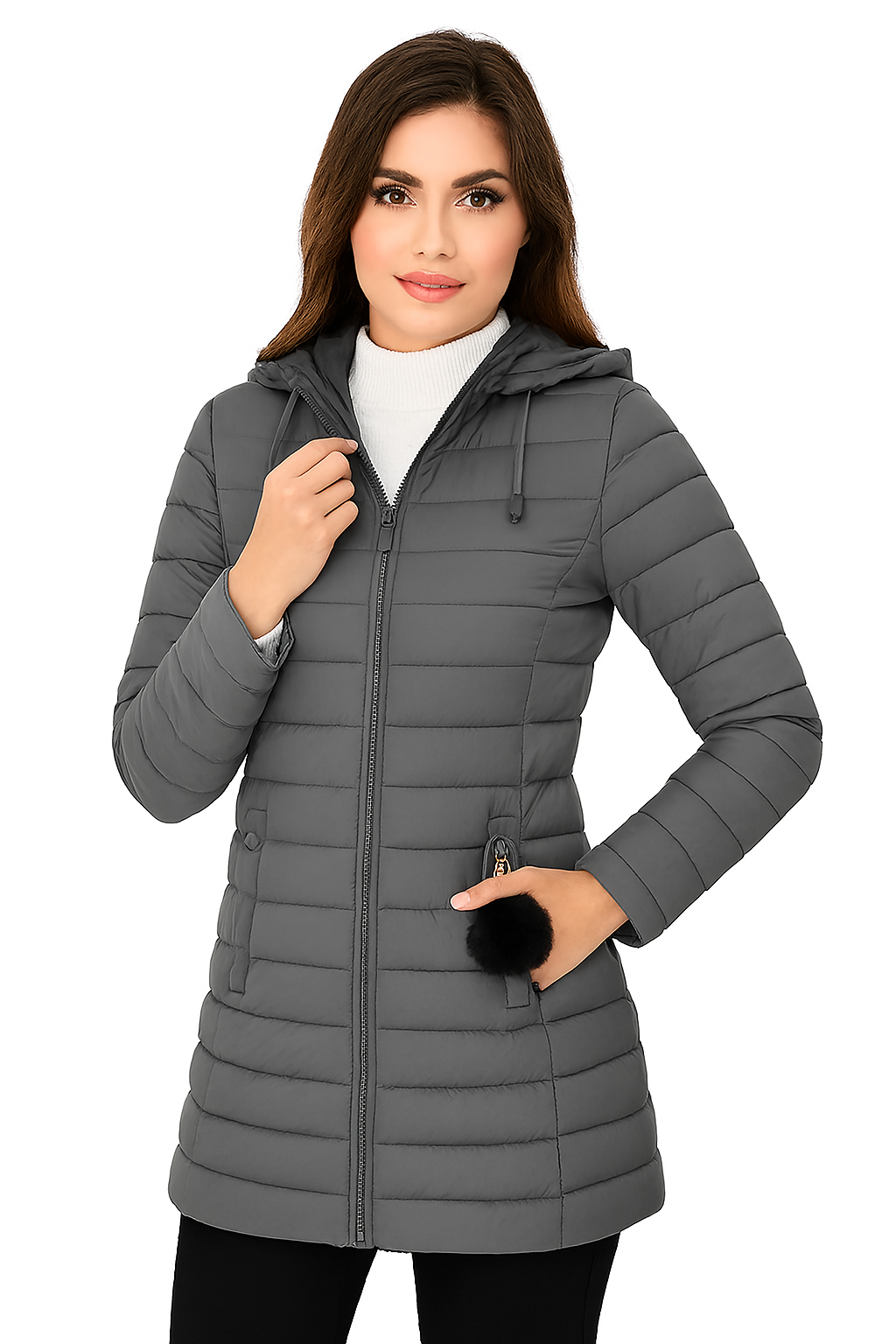 Women's Quilted Padded Puffer Mid Length Jackets