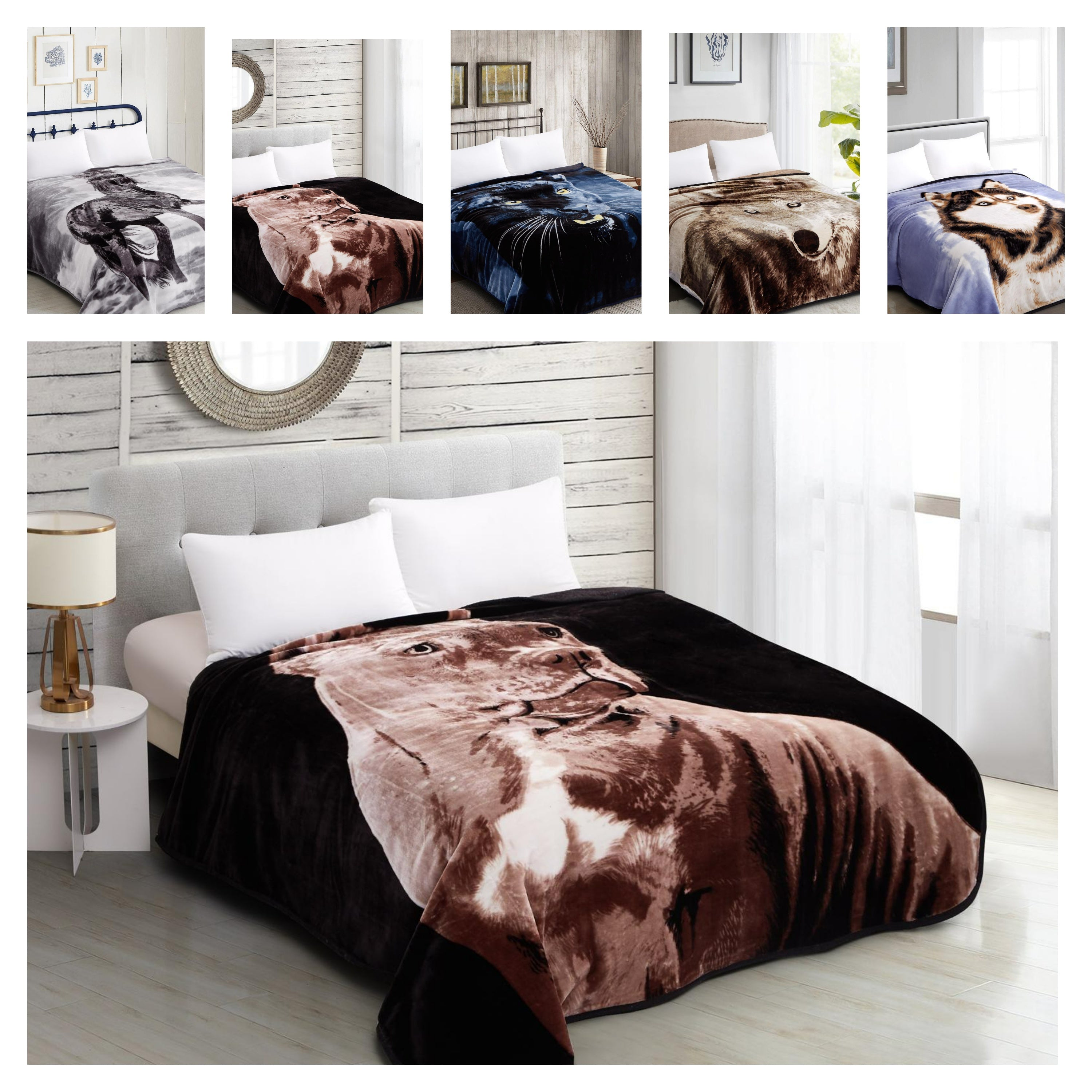 Luxury Digital Print Mink FAUX FUR THROW BLANKET Bed Sofa Double & King Size