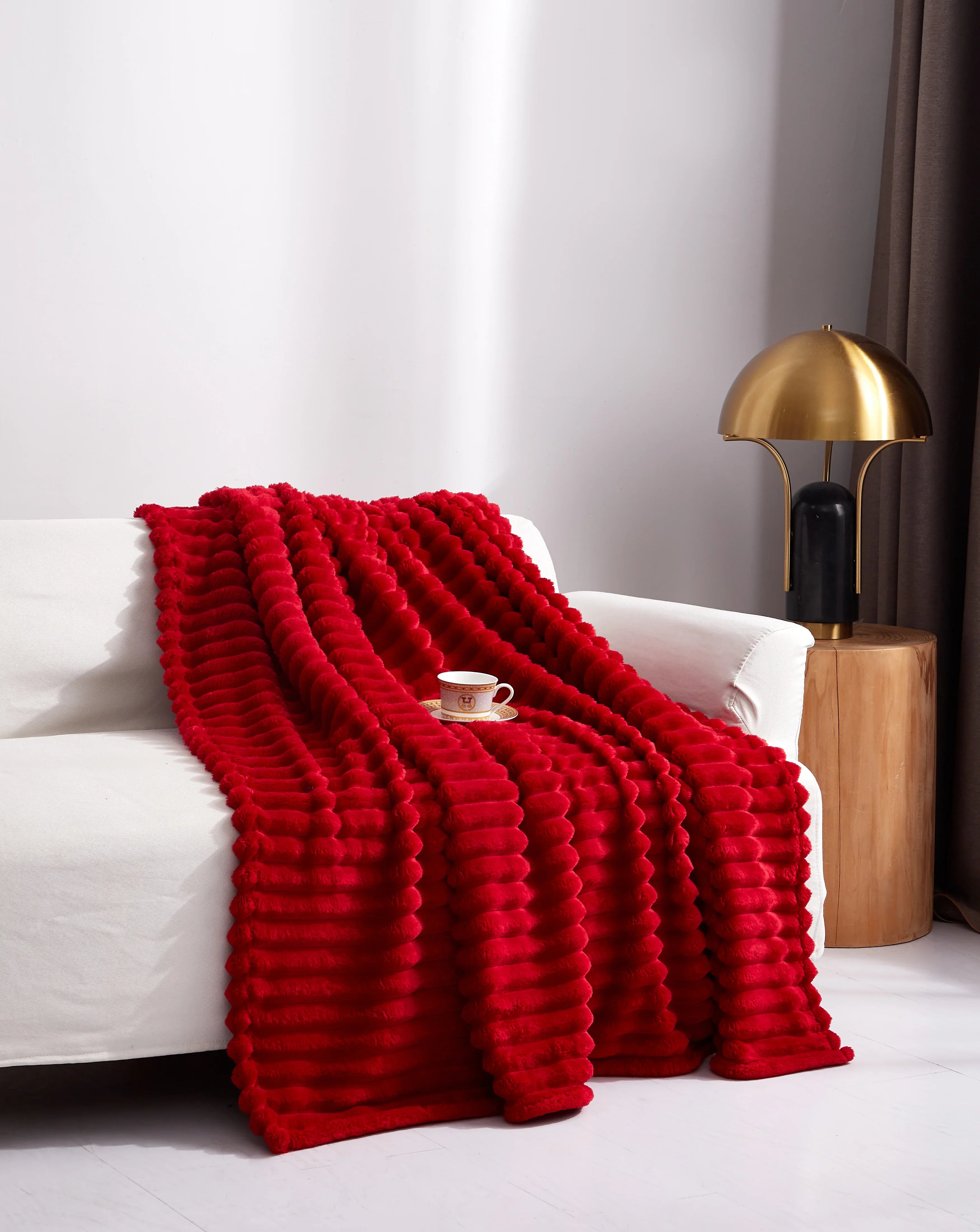 Striped Fleece Throw Blanket Double And King Size Super Soft Lightweight Plush Blanket