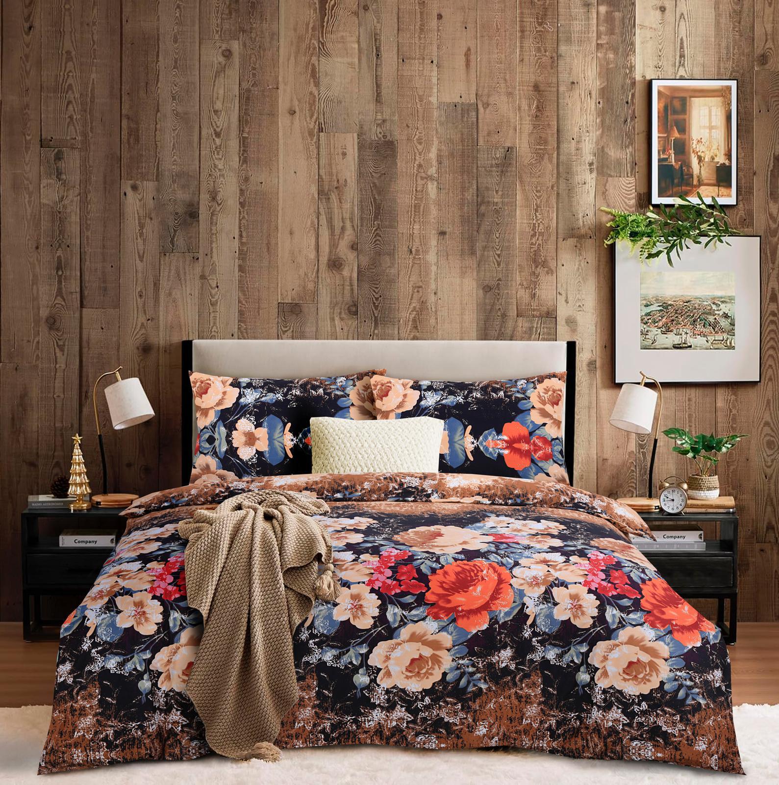 Duvet Cover set 4 piece Bedding Sets with fitted sheet & Pillowcases Floral Pattern