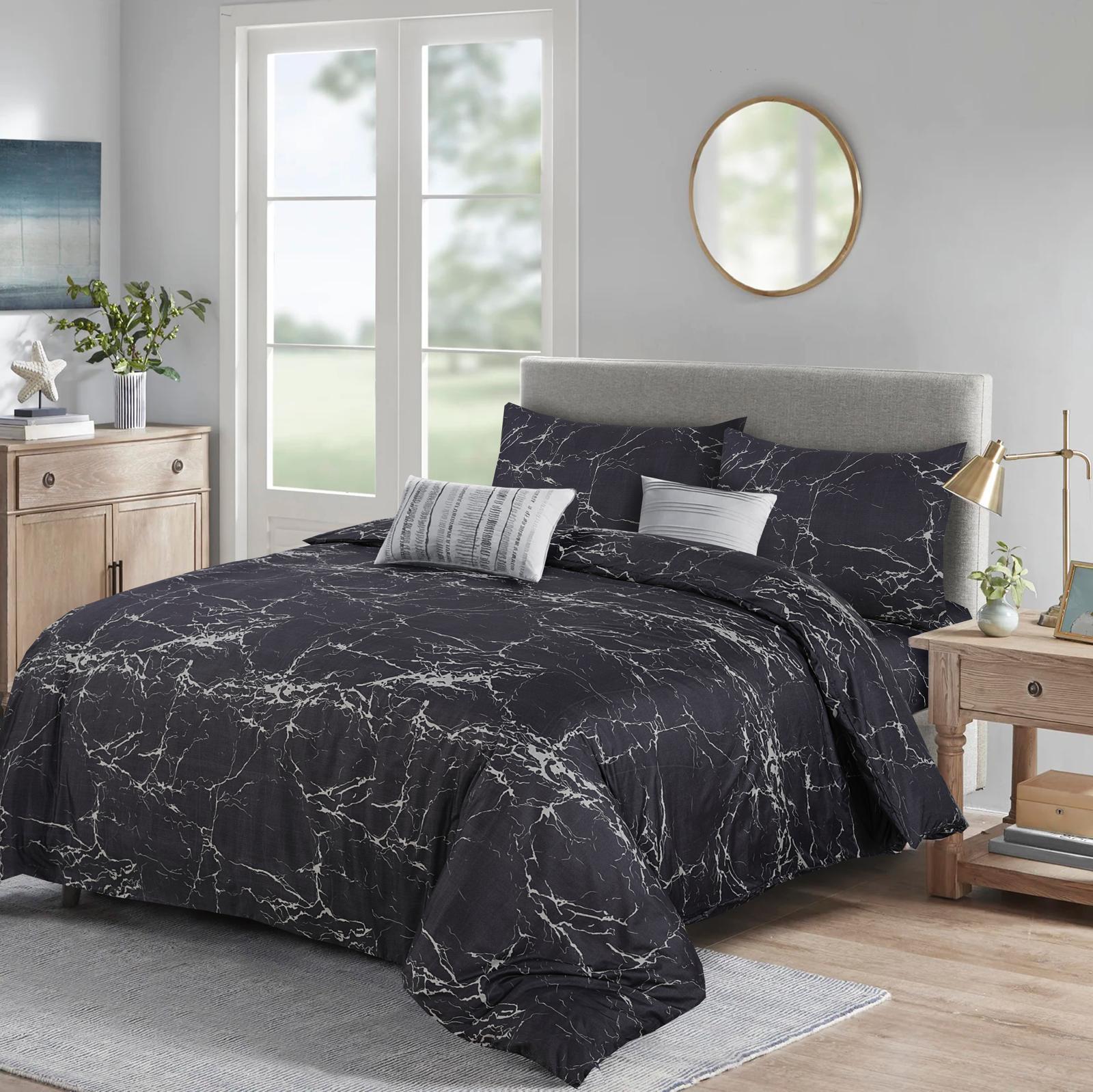 Duvet Cover set 4 piece Bedding Sets with fitted sheet & Pillowcases Marble Pattern