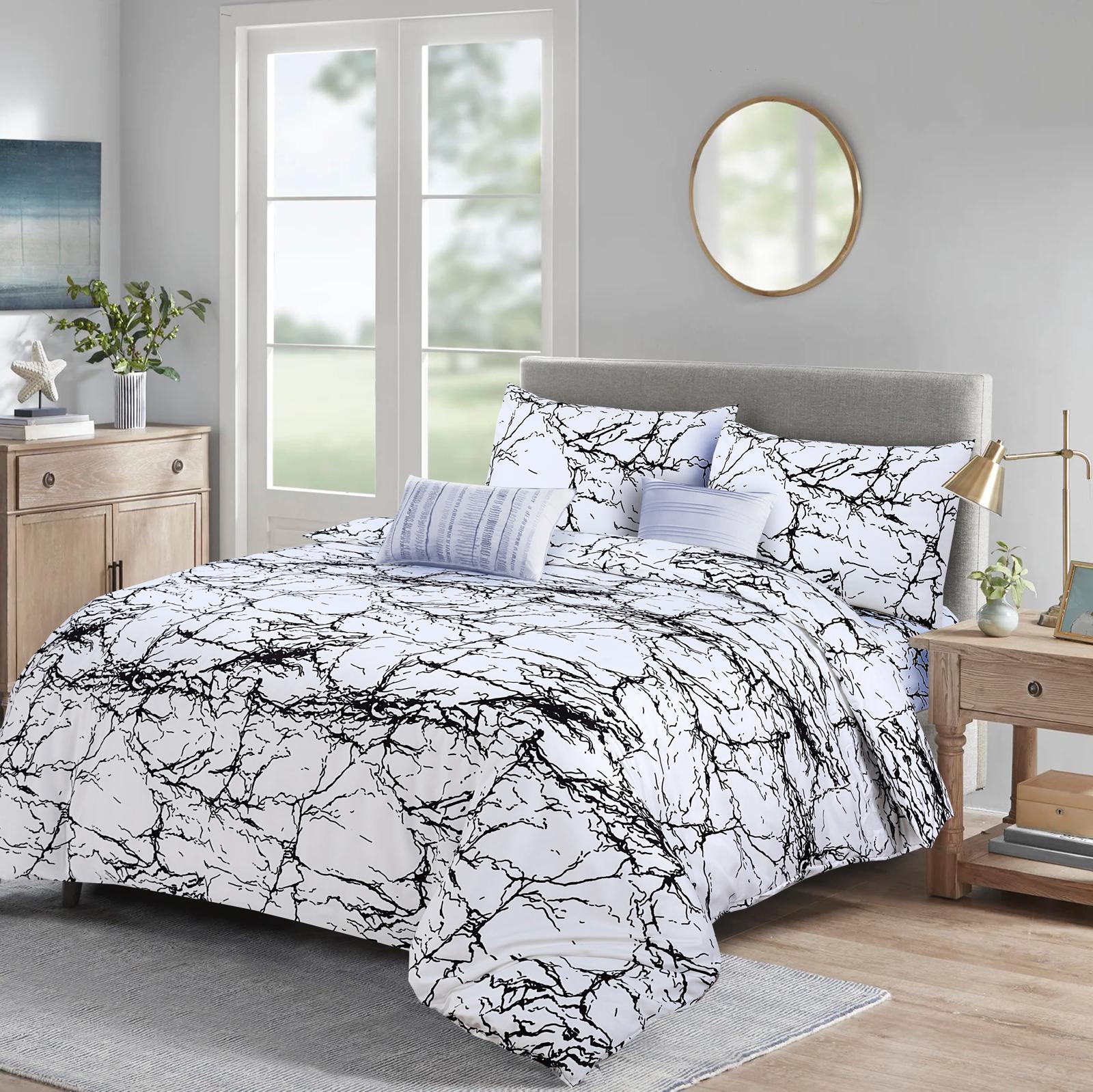 Duvet Cover set 4 piece Bedding Sets with fitted sheet & Pillowcases Marble Pattern