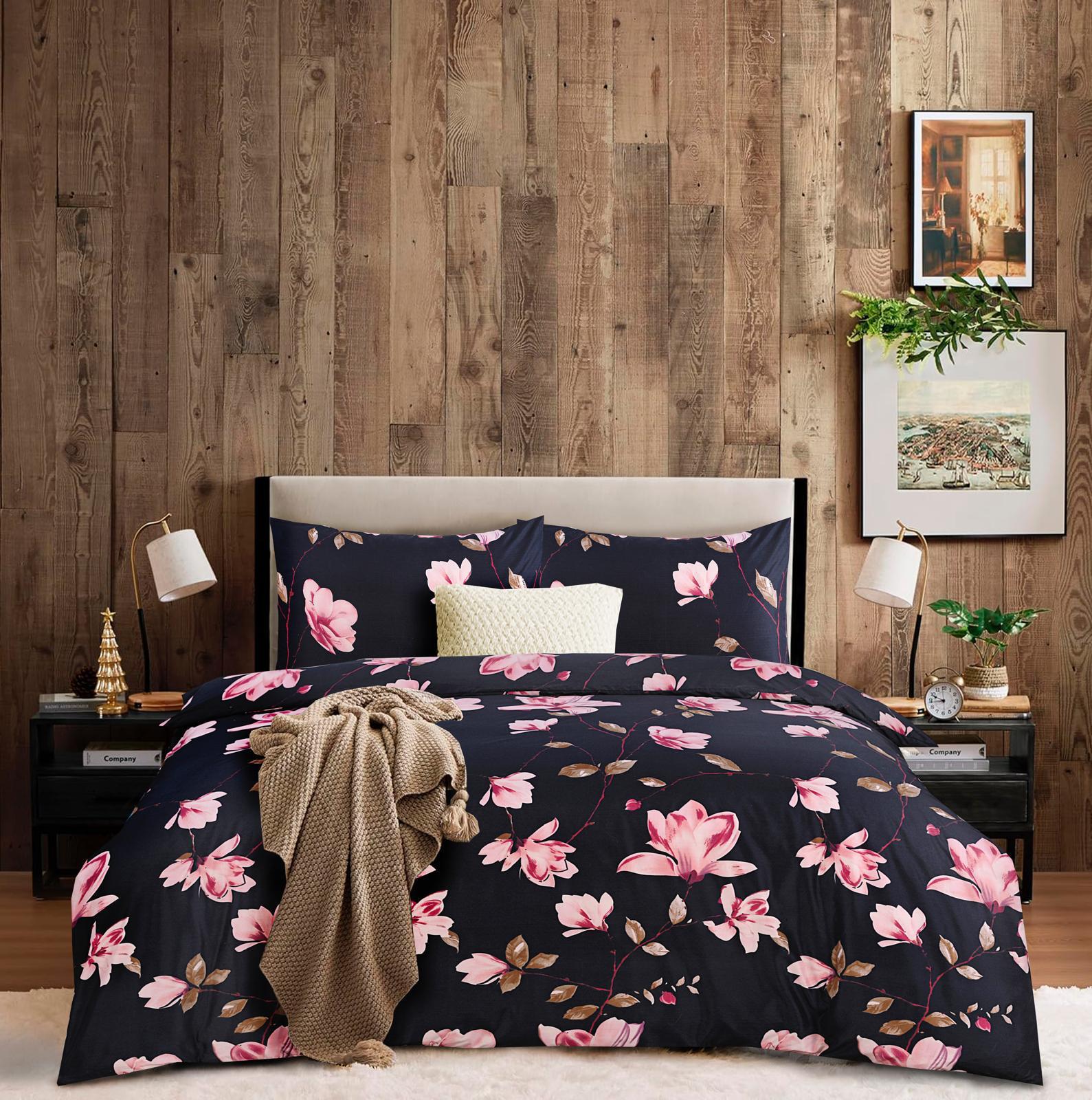 Duvet Cover set 4 piece Bedding Sets with fitted sheet & Pillowcases Floral Pattern