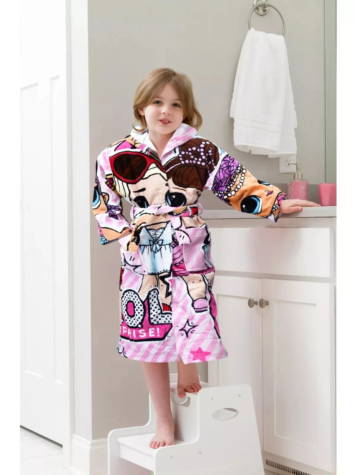 Kids Hooded Bathrobe 100% Cotton One Size For Age 8 - 13