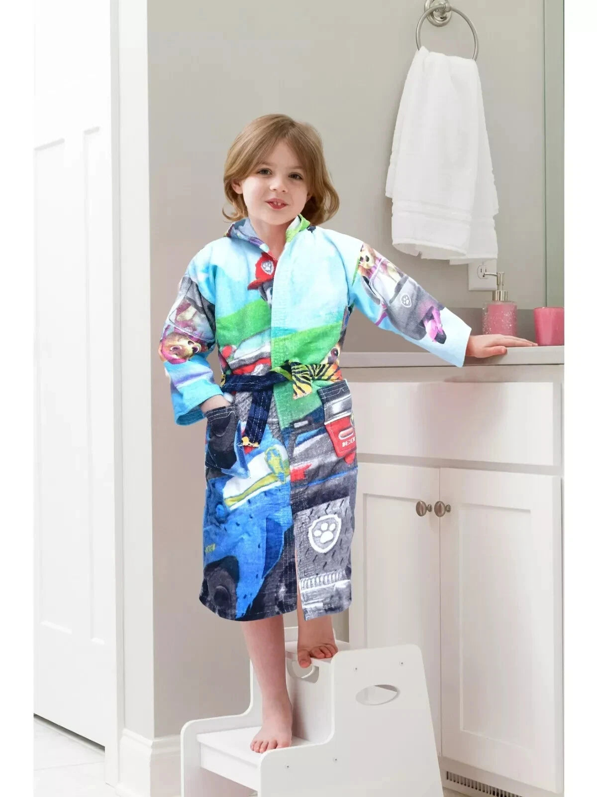 Kids Hooded Bathrobe 100% Cotton One Size For Age 8 - 13